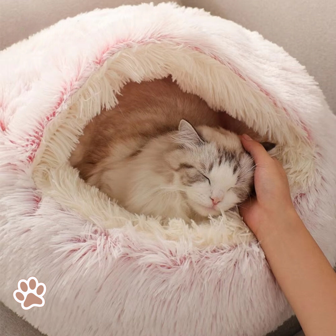 Lit douillet moelleux CozyPaws pour chat, texture ultra-douce, anti-stress et cocooning.
