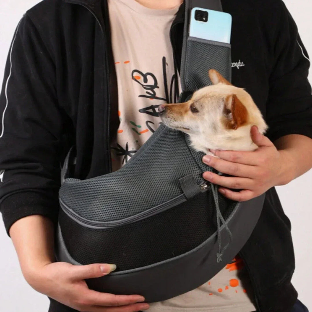 Sac de transport Fur Buddy à bandoulière, design respirant pour le bien-être de l'animal.