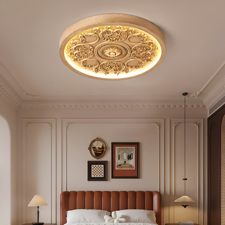 Luminaire LED dimmable de plafond, design sculpté unique, parfait pour chambre ou salon.