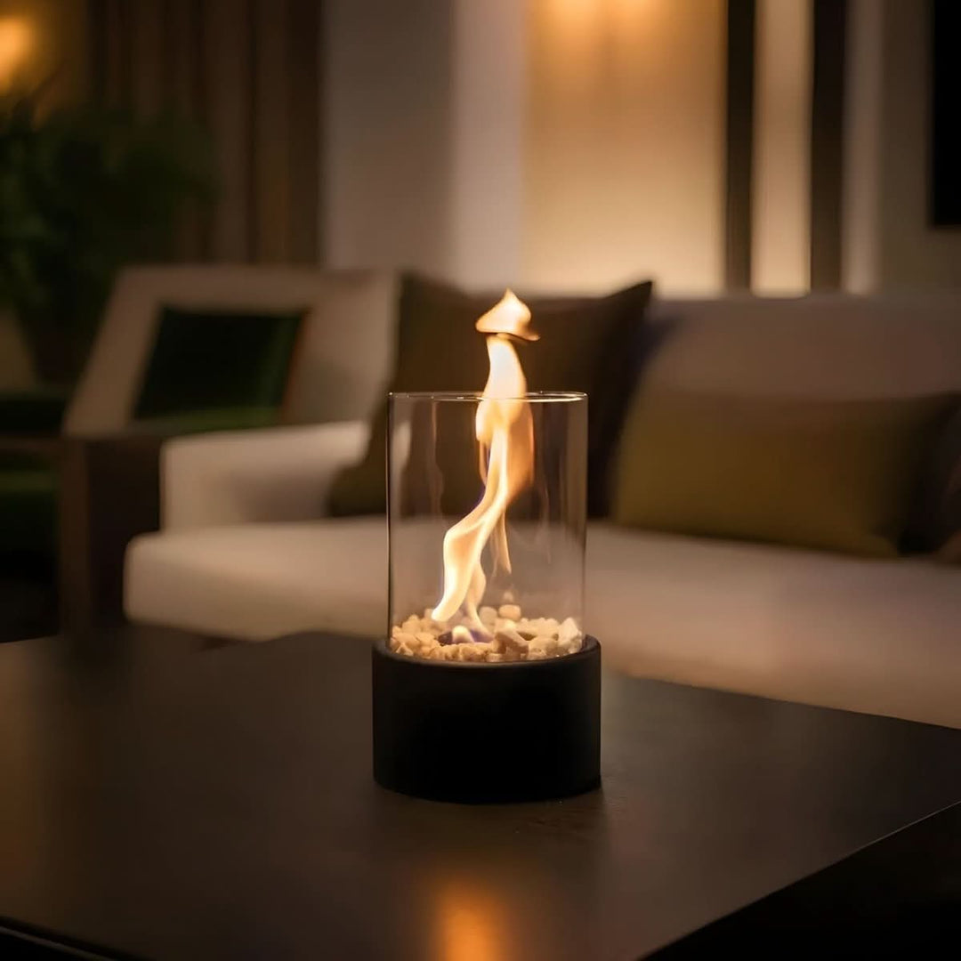 Cheminée de table bioéthanol pour intérieur, ajoute décoration et chaleur moderne à votre salon.