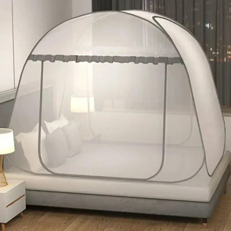 Tente moustiquaire pop-up pour deux personnes, idéale camping, voyage, extérieur/intérieur. Protection anti-moustique facile.