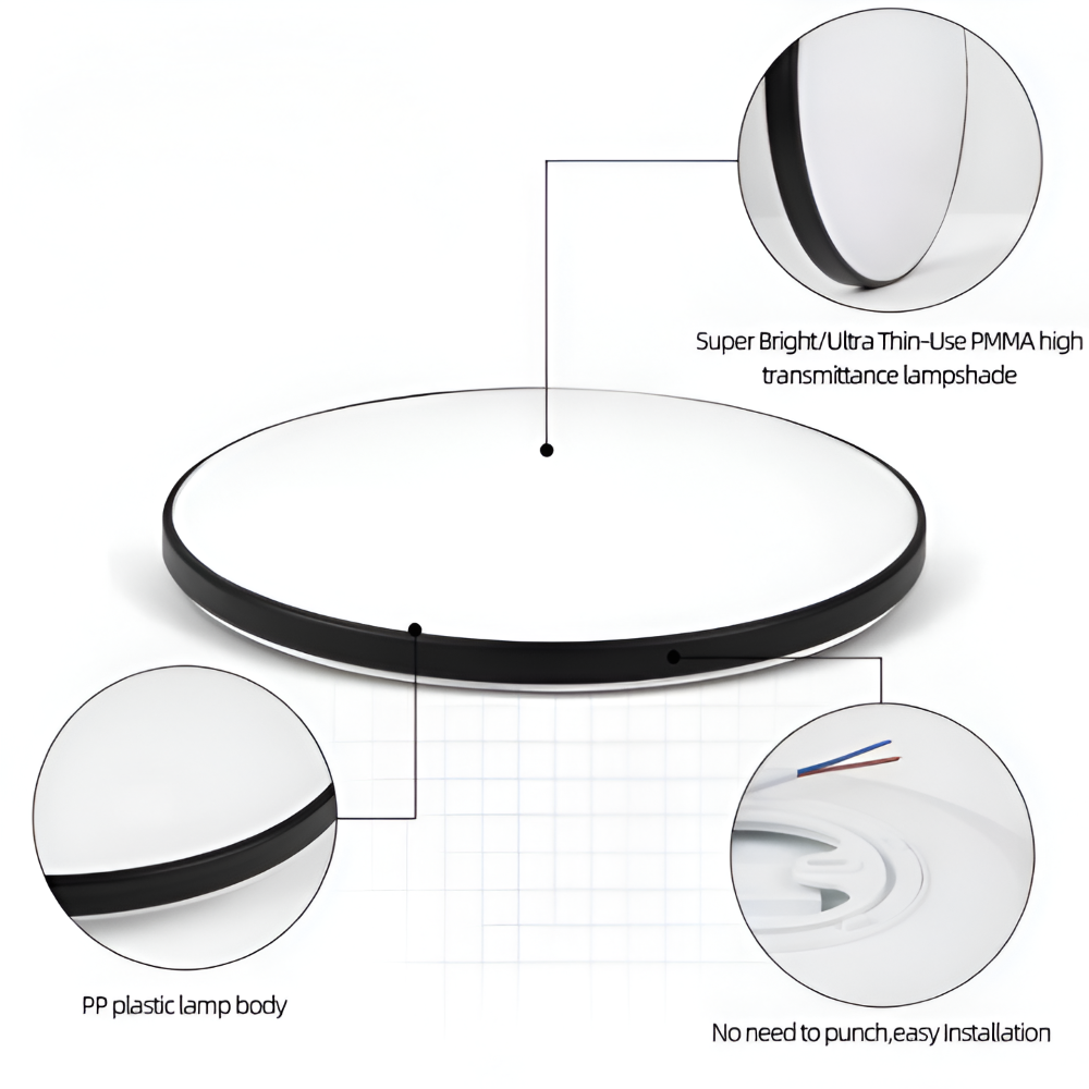 Plafonnier LED blanc, rond et moderne, crée une atmosphère lumineuse et agréable.