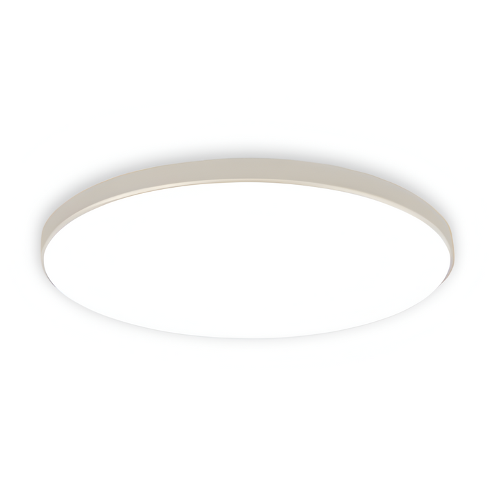 Plafonnier LED noir design, ultra fin, rond, pour un éclairage directionnel moderne.