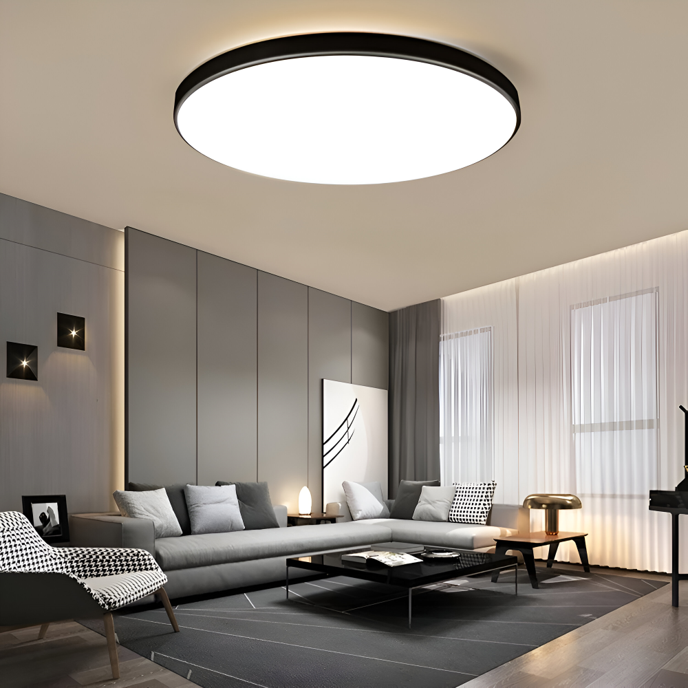 Plafonnier LED ultra fin, éclairage d'ambiance moderne pour toute pièce.