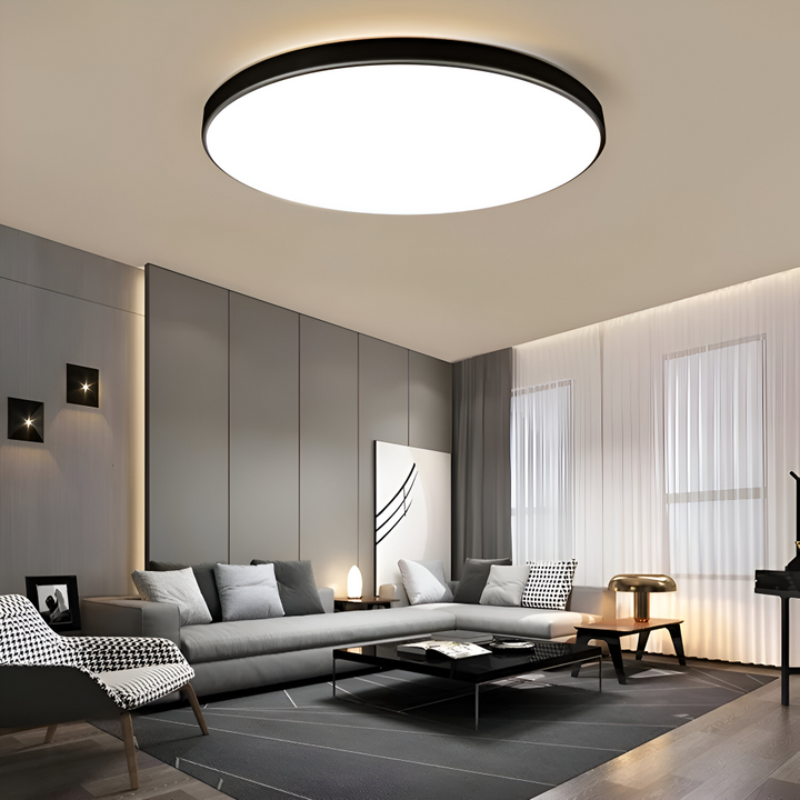 Plafonnier LED ultra fin, éclairage d'ambiance moderne pour toute pièce.