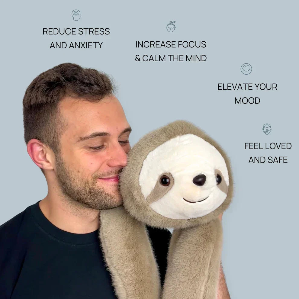 Peluche lestée Panda Roux CalmCuddle, doudou doux apaisant favorisant relaxation et bien-être.