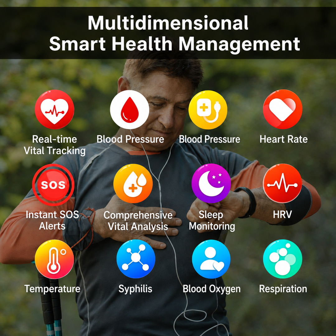 Écran montre connectée affichant taux oxygène sanguin & fréquence cardiaque. Suivi santé précis.