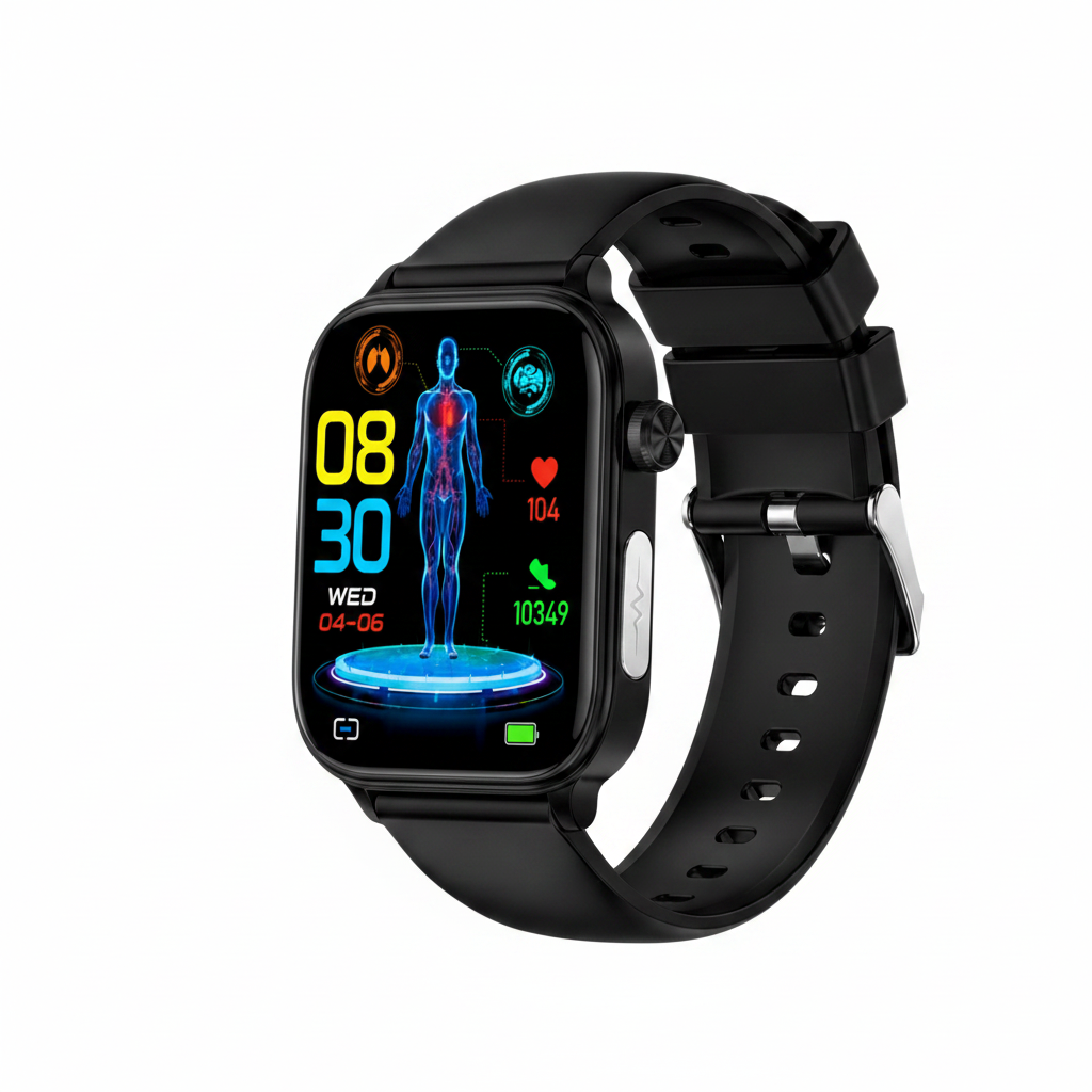 Écran montre connectée personnalisable. Affiche données fitness, oxygène, activité, pour sport & santé.