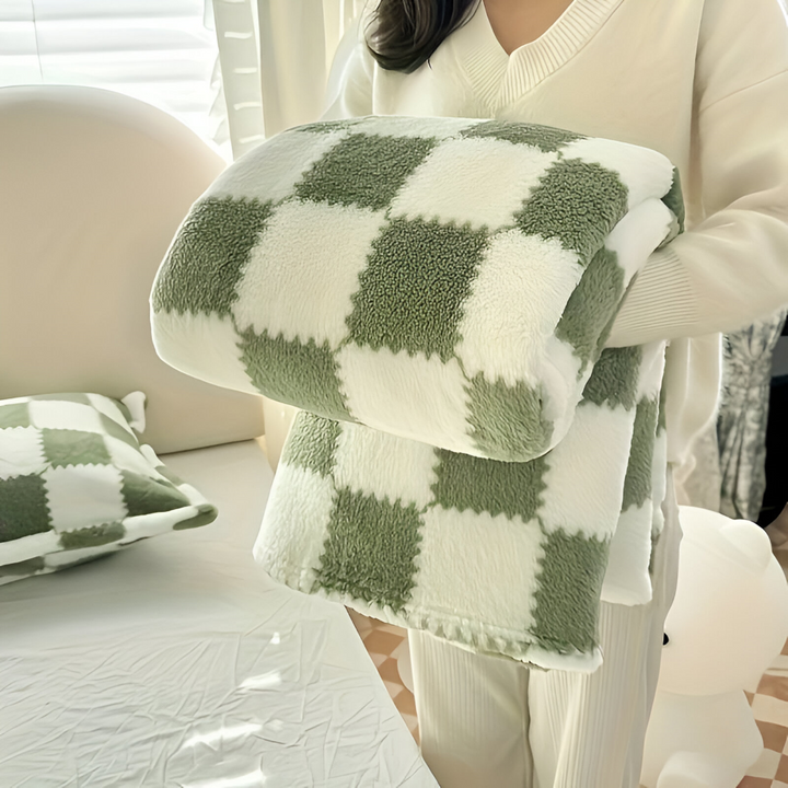 Plaid à carreaux vifs, polaire SnugFuz douce et confortable, chaleur idéale pour toutes saisons.