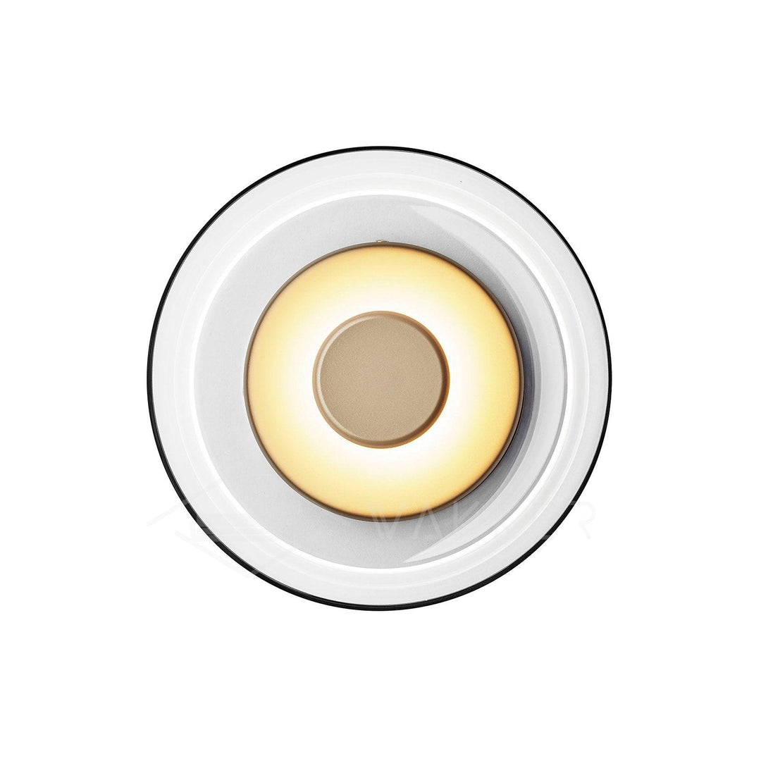 Applique LED design minimaliste, verre dépoli, lumière chaude pour salon.