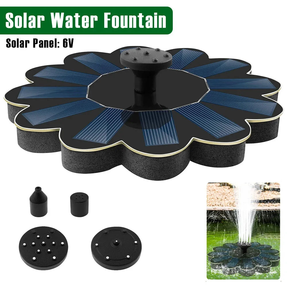 Fontaine solaire décorative flottante pour jardin ou bassin. Attire les oiseaux et crée une ambiance de détente.