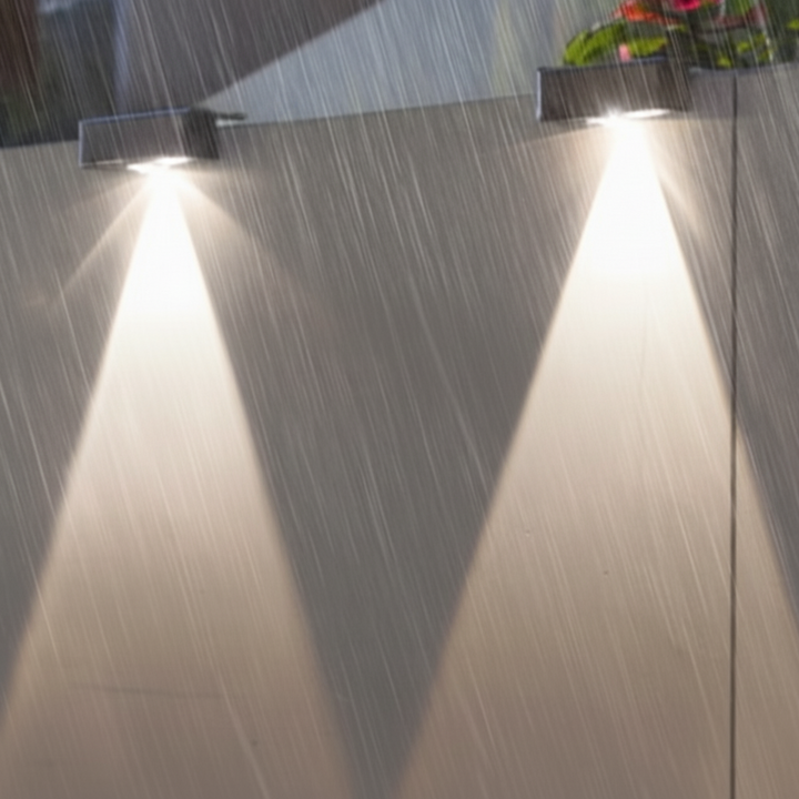 Lampe LED extérieure solaire, étanche IP65, utilise l'énergie solaire pour un éclairage de jardin écologique.