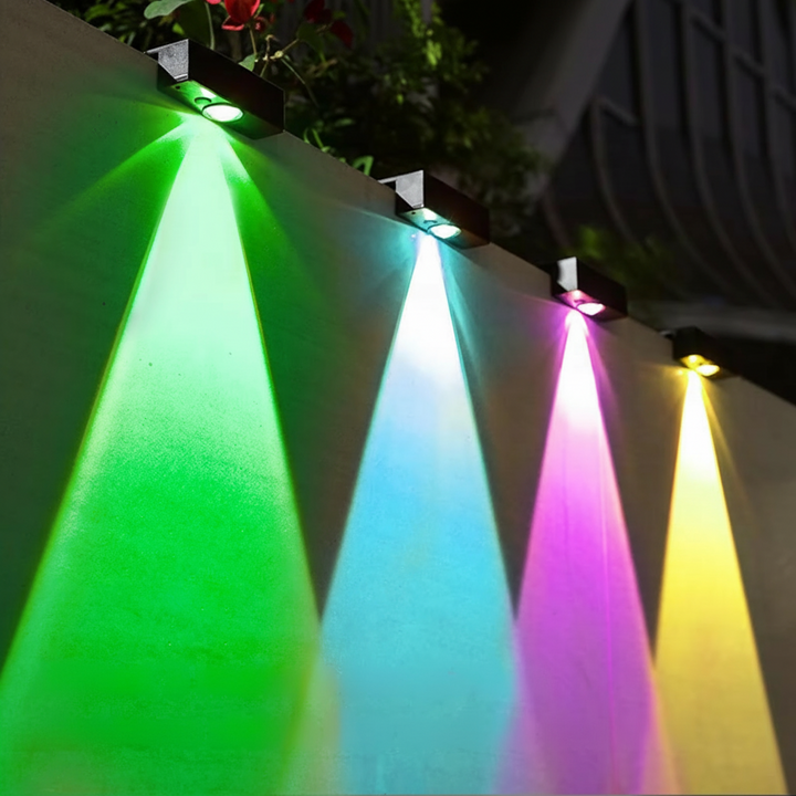 Luminaire de jardin solaire LED extérieur, design moderne et étanche IP65, pour un éclairage d'ambiance efficace.