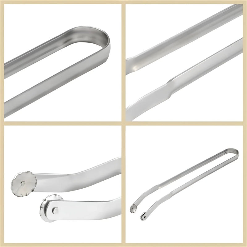 Pinces à BBQ professionnelles en acier inoxydable brossé avec prise ergonomique pour toutes vos grillades d'été.