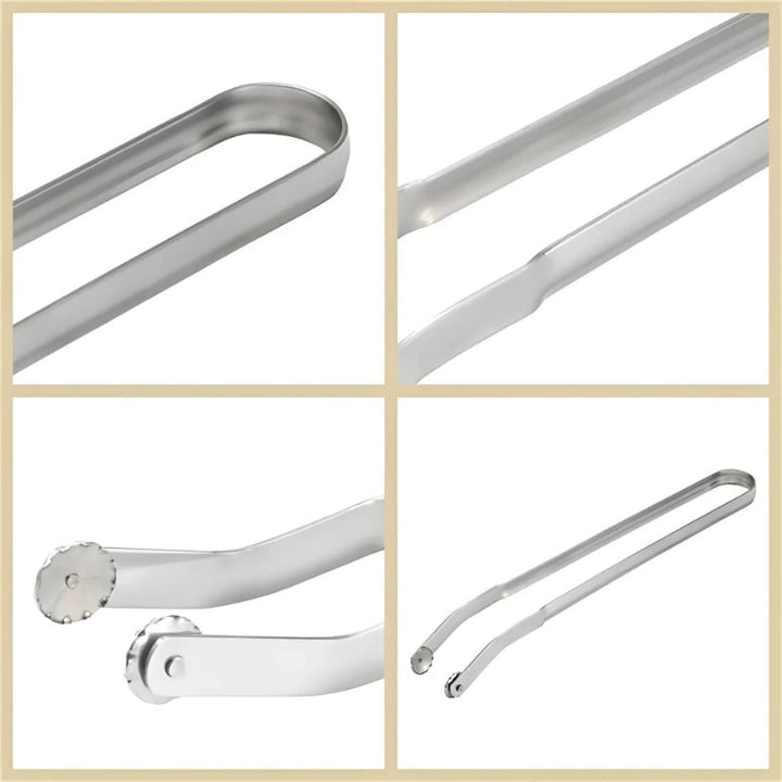 Pinces à BBQ professionnelles en acier inoxydable brossé avec prise ergonomique pour toutes vos grillades d'été.