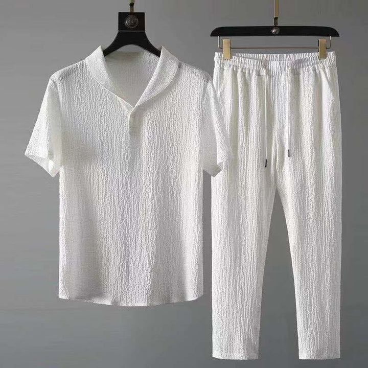 Ensemble été lin premium homme, léger et respirant, idéal pour un confort chic et décontracté en saison chaude.