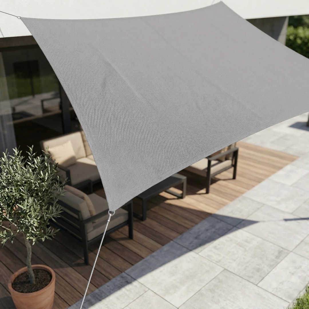 Voile d'ombrage rectangulaire, pare-soleil grand format. Solution robuste pour une protection solaire efficace.