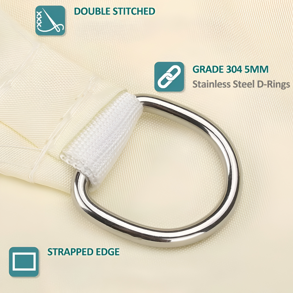 Grande voile solaire rectangulaire. Couverture optimale, offre une ombre dense pour tout grand espace extérieur.