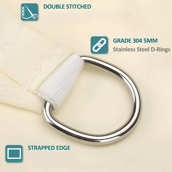 Grande voile solaire rectangulaire. Couverture optimale, offre une ombre dense pour tout grand espace extérieur.