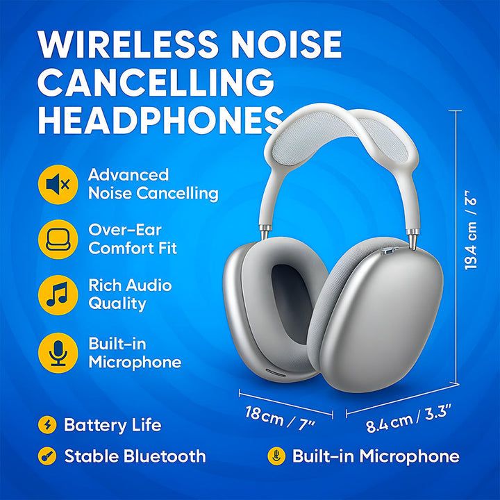 Accessoire audio gadget: casque sans fil Bluetooth unisexe, design supra-auriculaire, confort optimal.