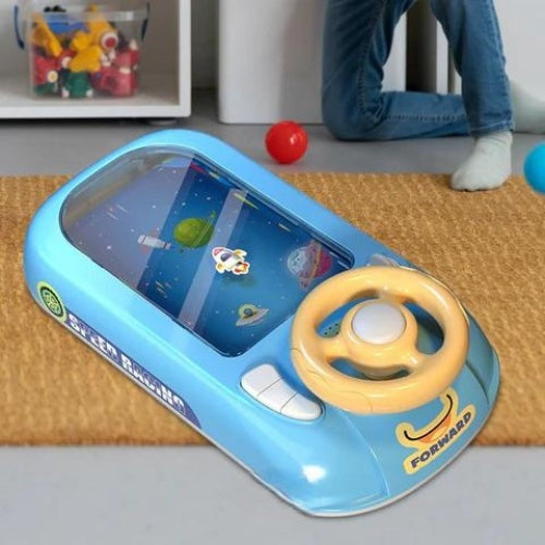 Volant AstroDrive pour enfants avec boutons interactifs, écran lumineux et effets sonores réalistes.