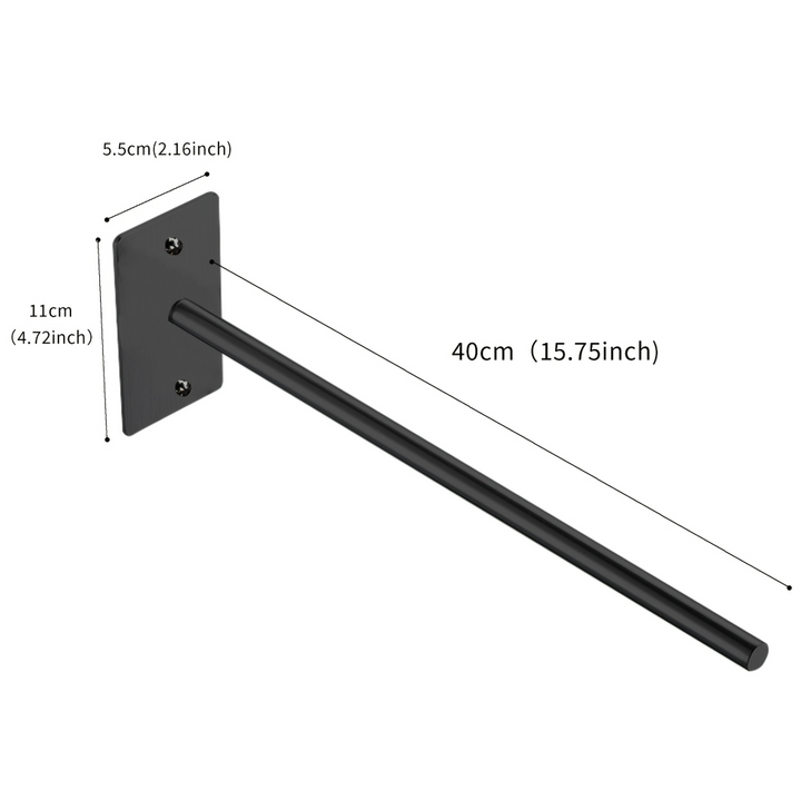 Porte-serviettes élégant, simple barre noir mat, accessoire de bain chic.