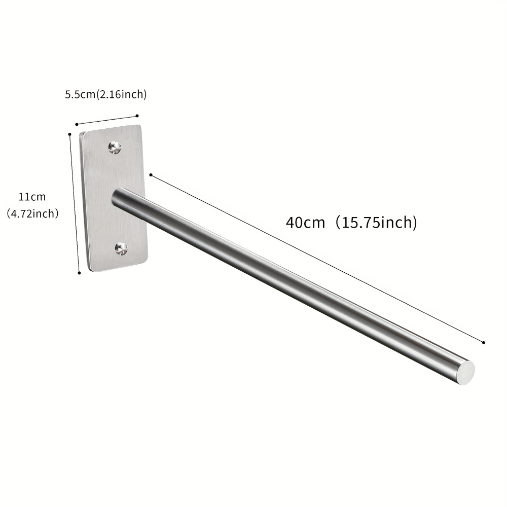 Support mural design, double barre, acier inoxydable, rangement optimisé.