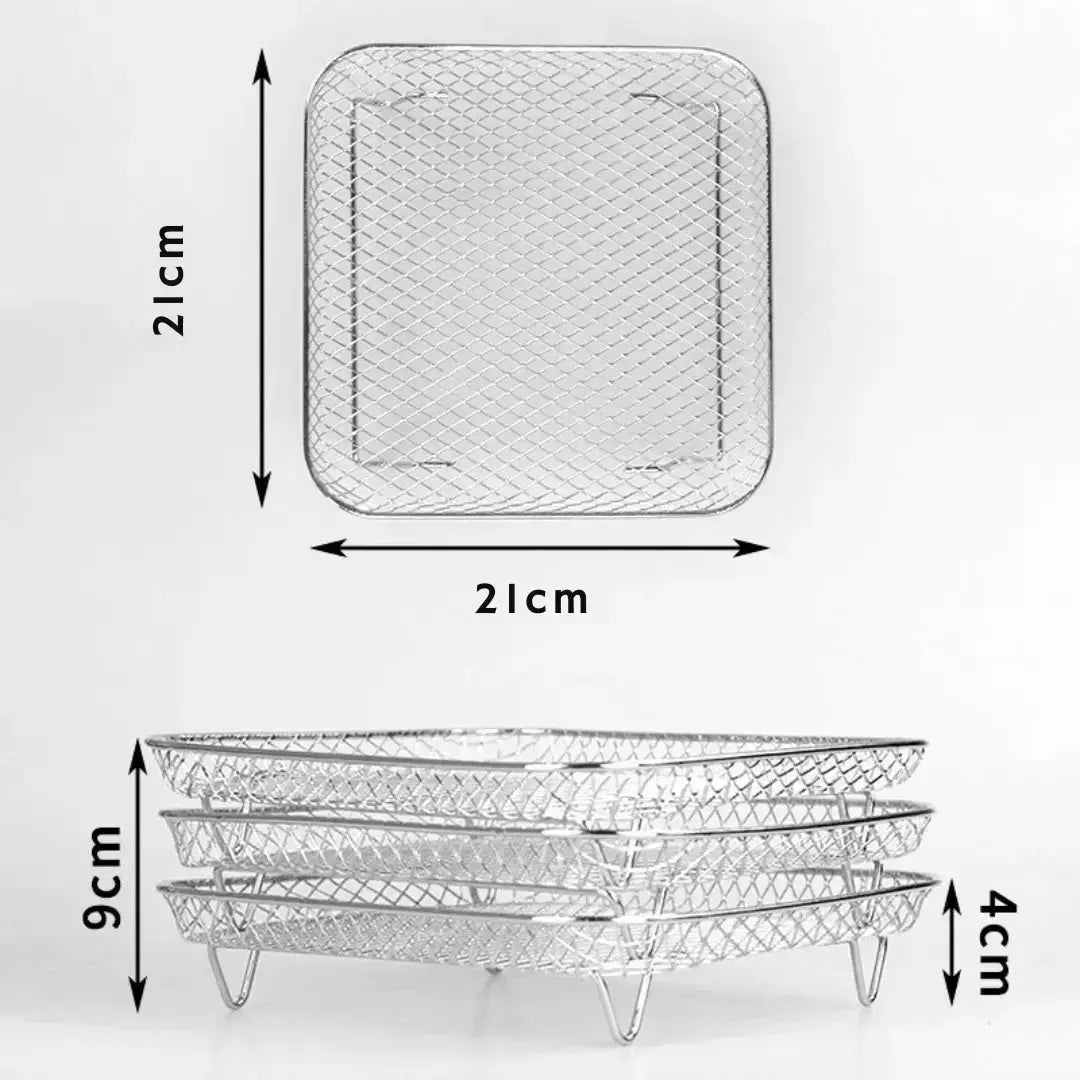 Panier friteuse à air empilable, design pratique pour cuisine saine. Accessoire en acier inoxydable.