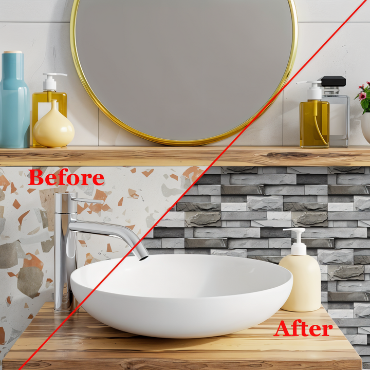 Décoration murale vinyle autocollante effet marbre, parfaite pour la crédence de cuisine.