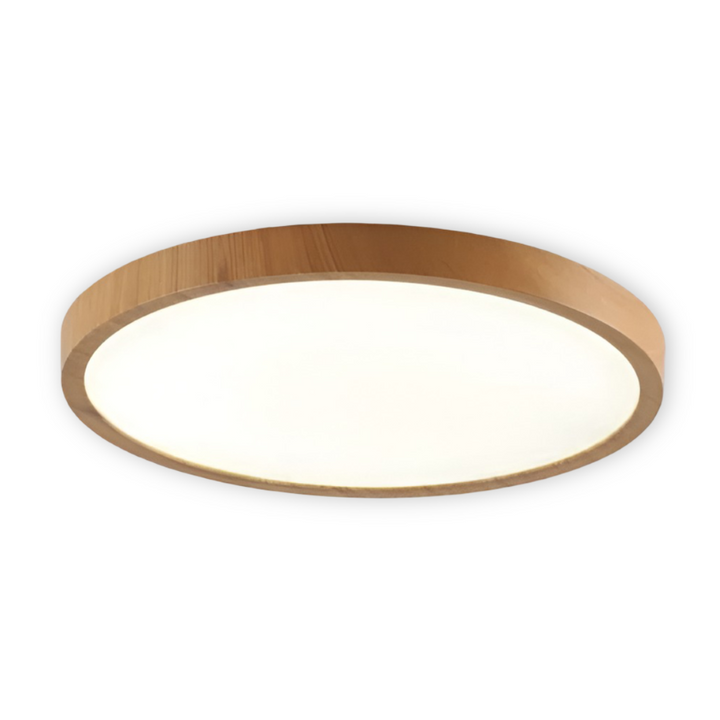 Lampe de plafond LED ronde moderne, aspect noyer, luminosité optimale pour tout intérieur.