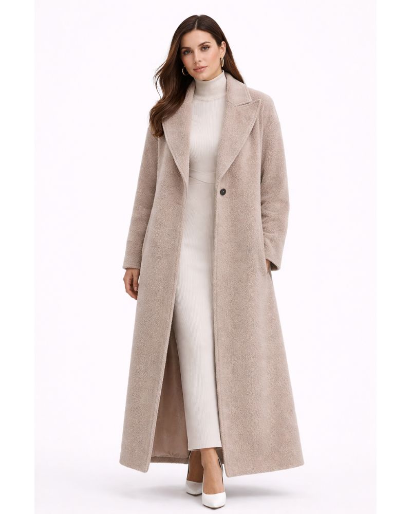 Veste longue oversize femme, chaude et confortable, idéale pour la mode hivernale décontractée et chic.