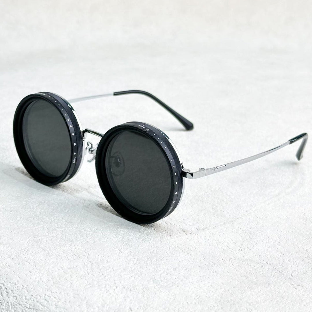 Lunettes de soleil rondes unisexe en métal, polarisées, filtre ND9 réglable. Protection UV, style rétro.
