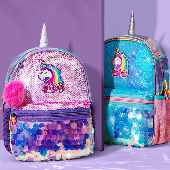 Rentrée scolaire stylée avec ce cartable licorne fille à paillettes réversibles, un sac à dos fantaisie.