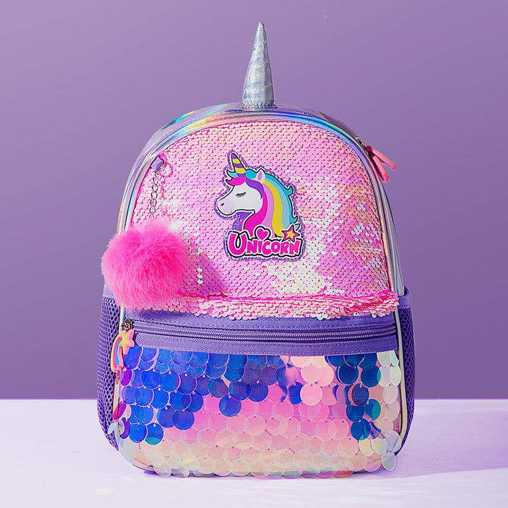 Cartable magique licorne pour fille avec paillettes réversibles. Un accessoire scolaire créatif et scintillant.