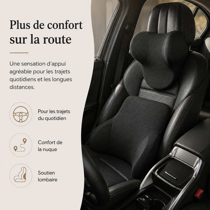 Confort de conduite Drive Ease: coussin lombaire ergonomique pour soulager le mal de dos.