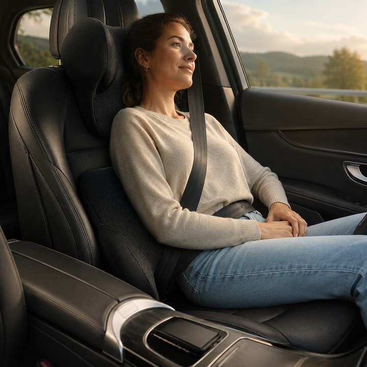 Confort de voyage Drive Ease: coussin lombaire ergonomique pour voiture, soutien du dos.