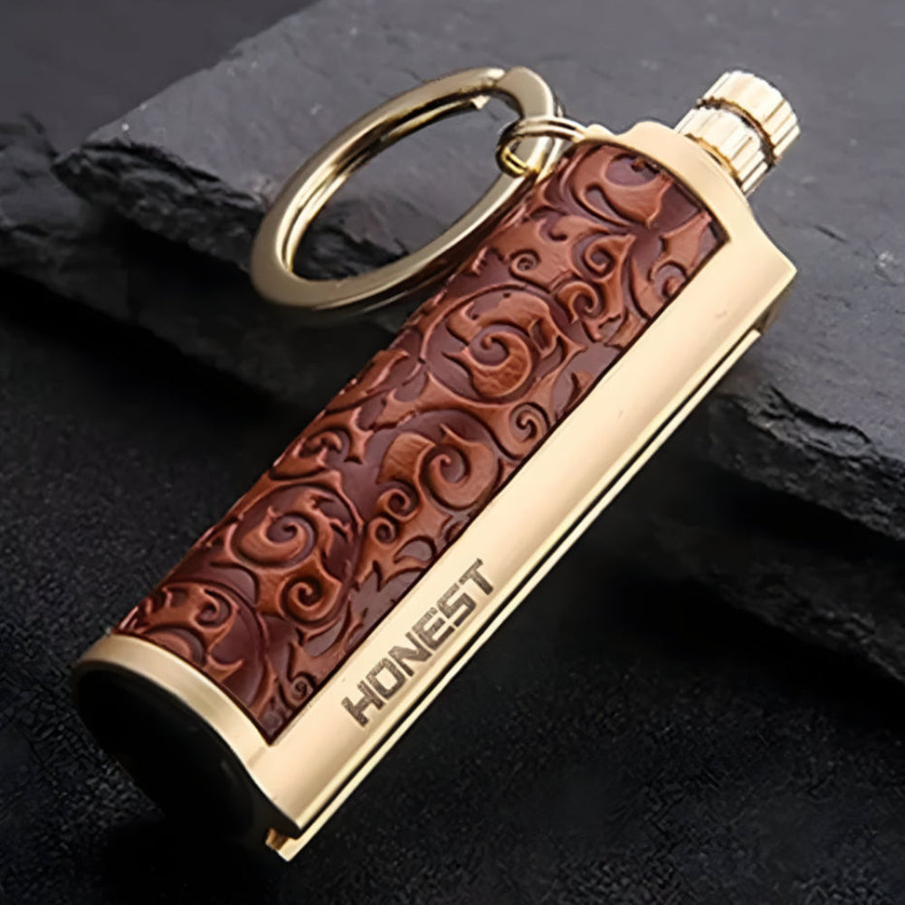 Allume-feu porte-clés en silex, étanche et multifonction, parfait pour survie, camping et extérieur.