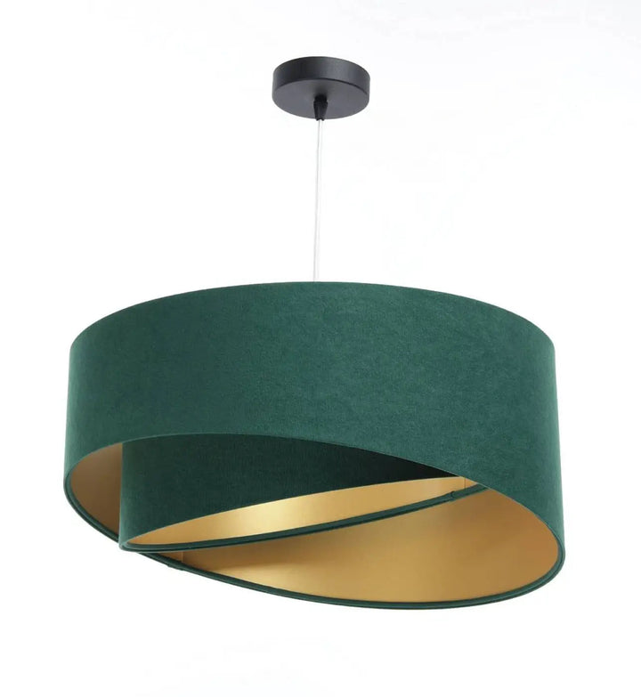 Suspension luminaire verte design contemporain, idéale pour salon ou salle à manger moderne.