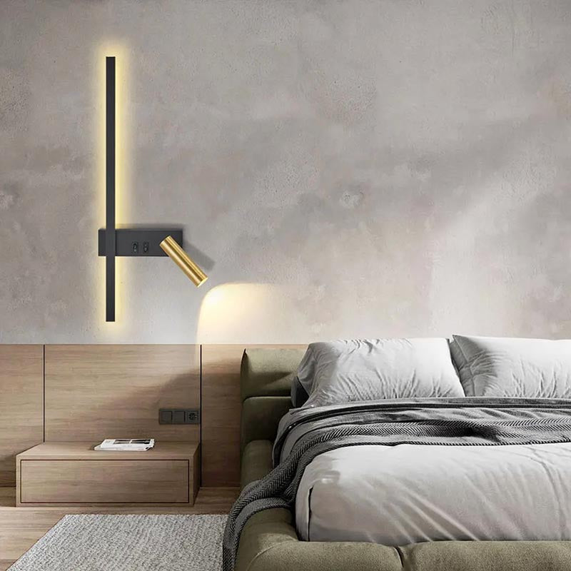 Éclairage mural LED avec réflecteur ajustable, style moderne, idéal pour un décor minimaliste de salon.