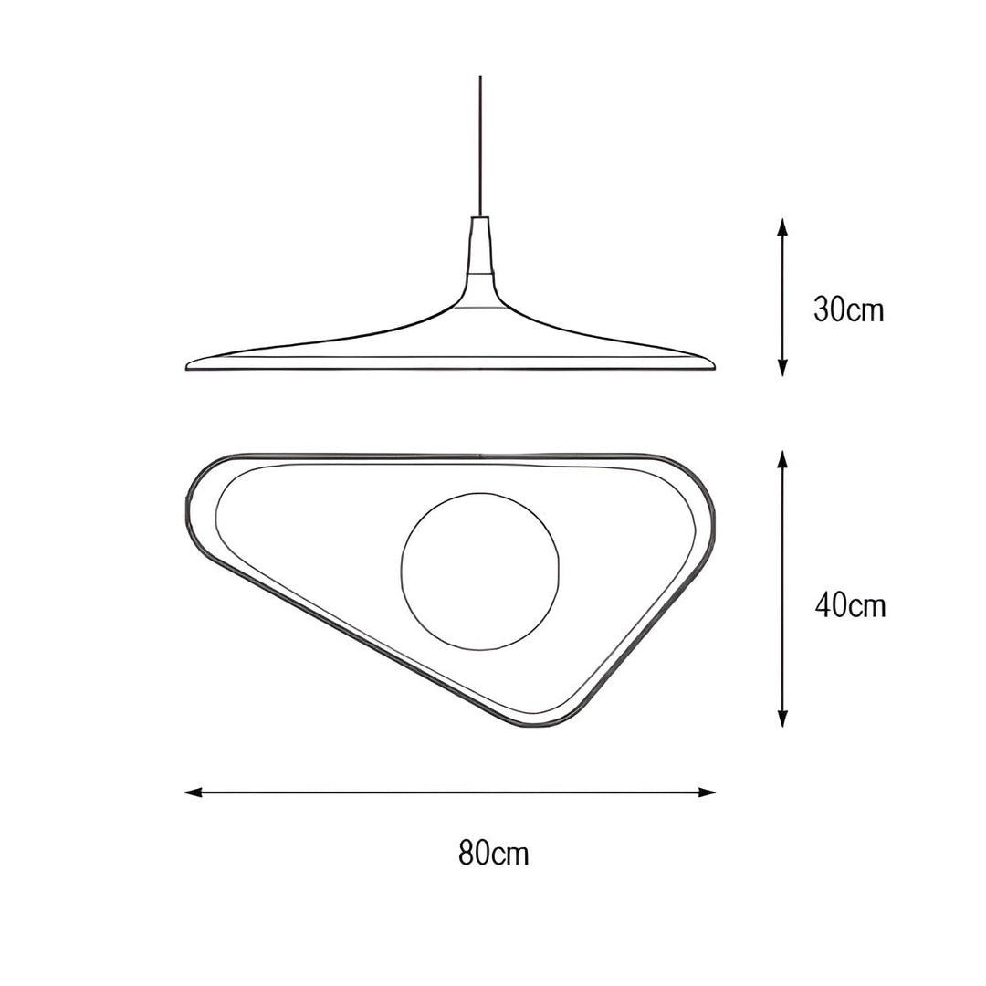 Vue latérale du lustre TIPI, design unique. Suspension contemporaine pour un intérieur moderne et tendance.
