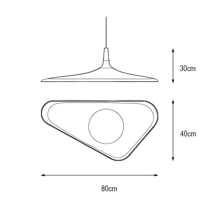 Vue latérale du lustre TIPI, design unique. Suspension contemporaine pour un intérieur moderne et tendance.