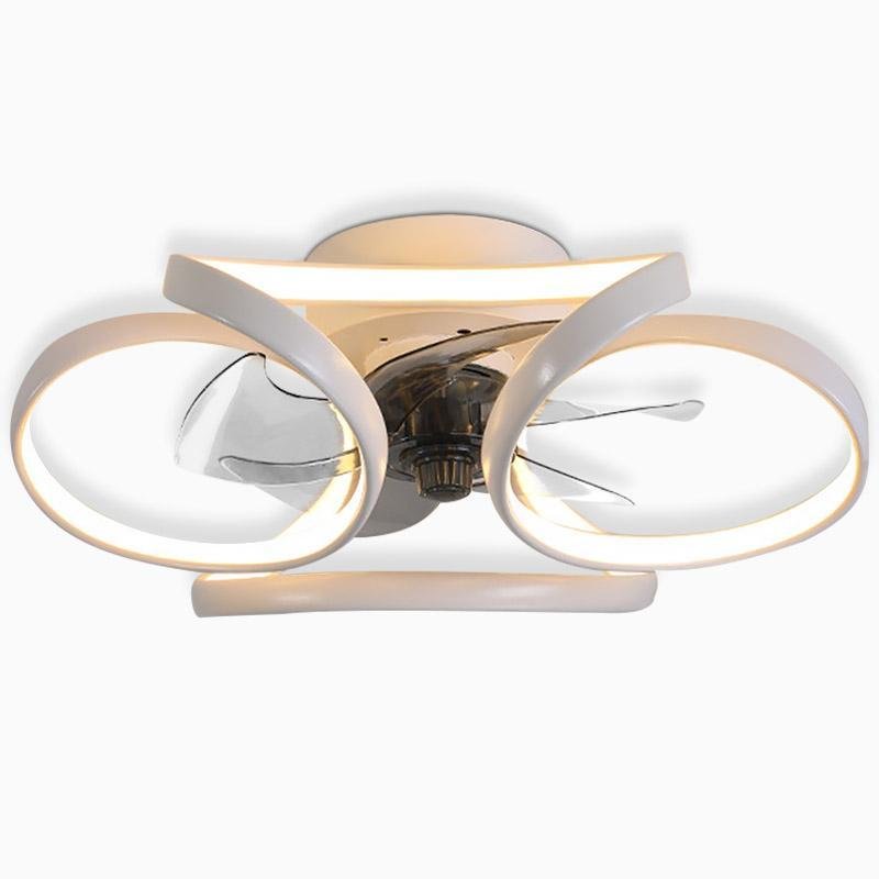 Ventilateur de plafond LED fleur, design contemporain. Lumière réglable et ventilation efficace pour salon et chambre.