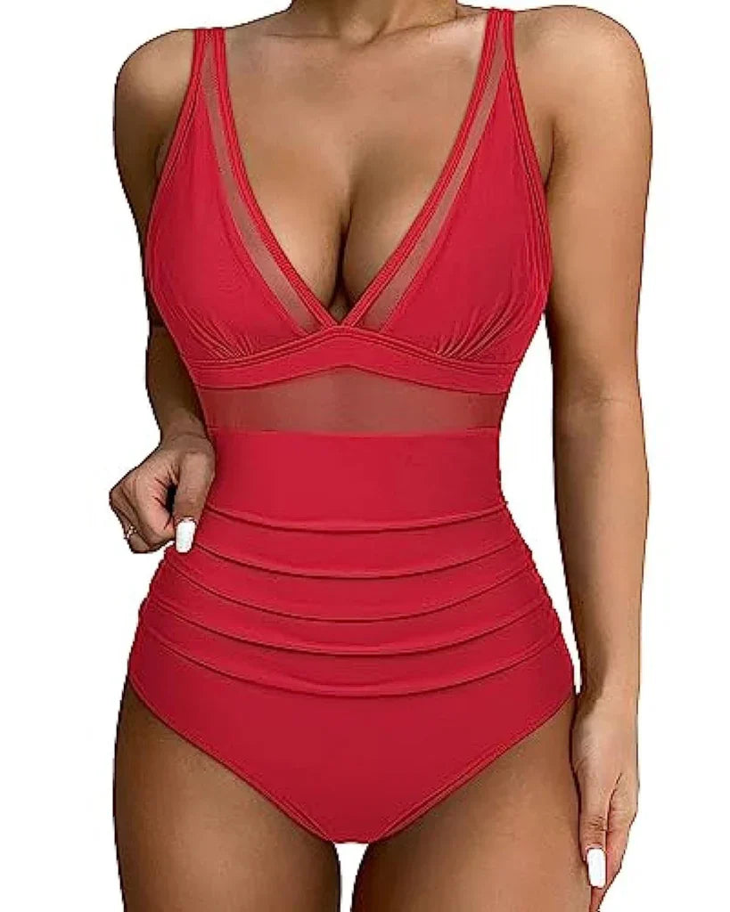 Maillot de bain femme Sophie avec texture douce, élégant pour la plage, la piscine et la natation.