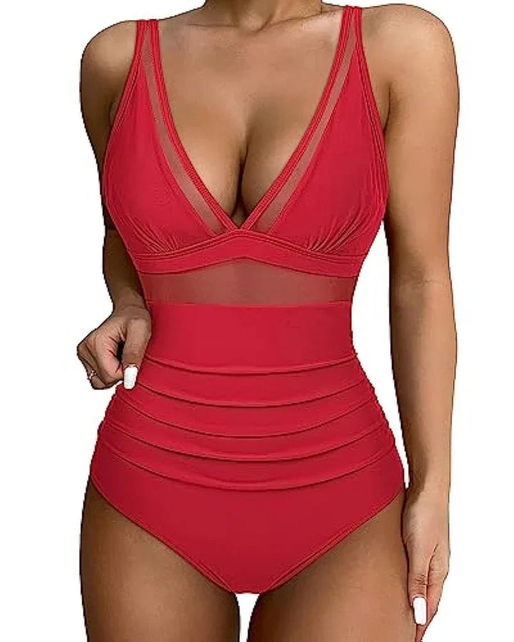 Maillot de bain femme Sophie avec texture douce, élégant pour la plage, la piscine et la natation.