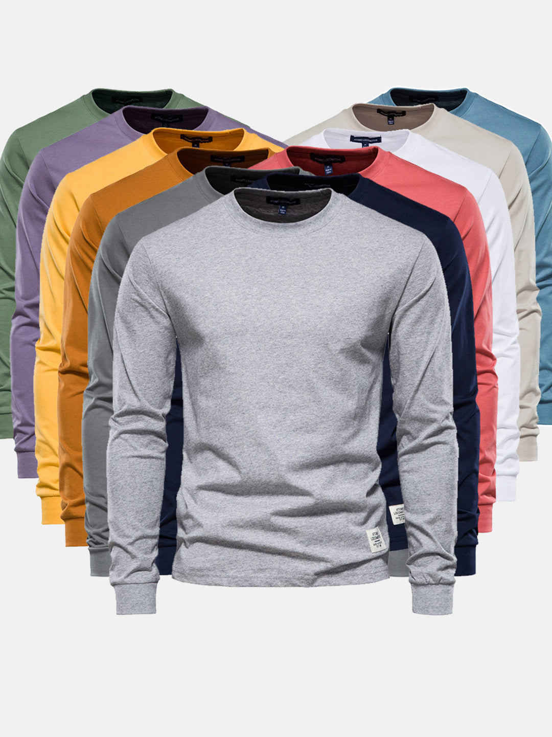 T-shirt homme col rond à manches longues, coupe droite moderne, pour un look casual confortable et tendance.