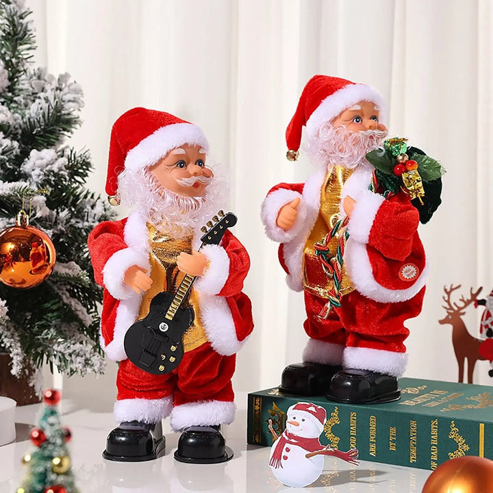 Gnome de Noël style Père Noël, dansant et chantant, décoration animée pour les fêtes.