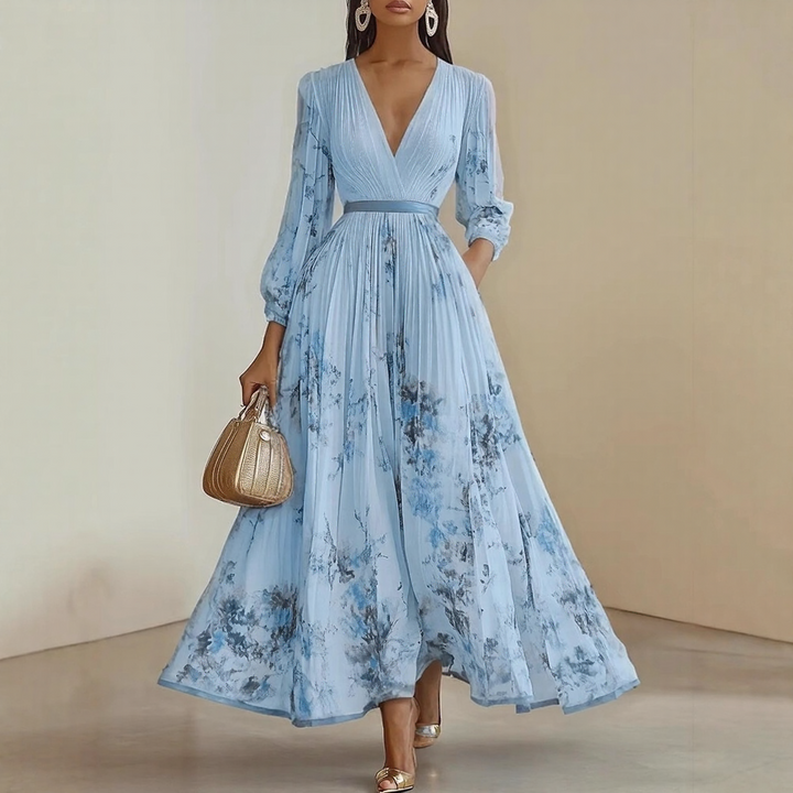 Robe midi sans manches Elara pour femme, coupe fluide, col V, confortable et stylée.