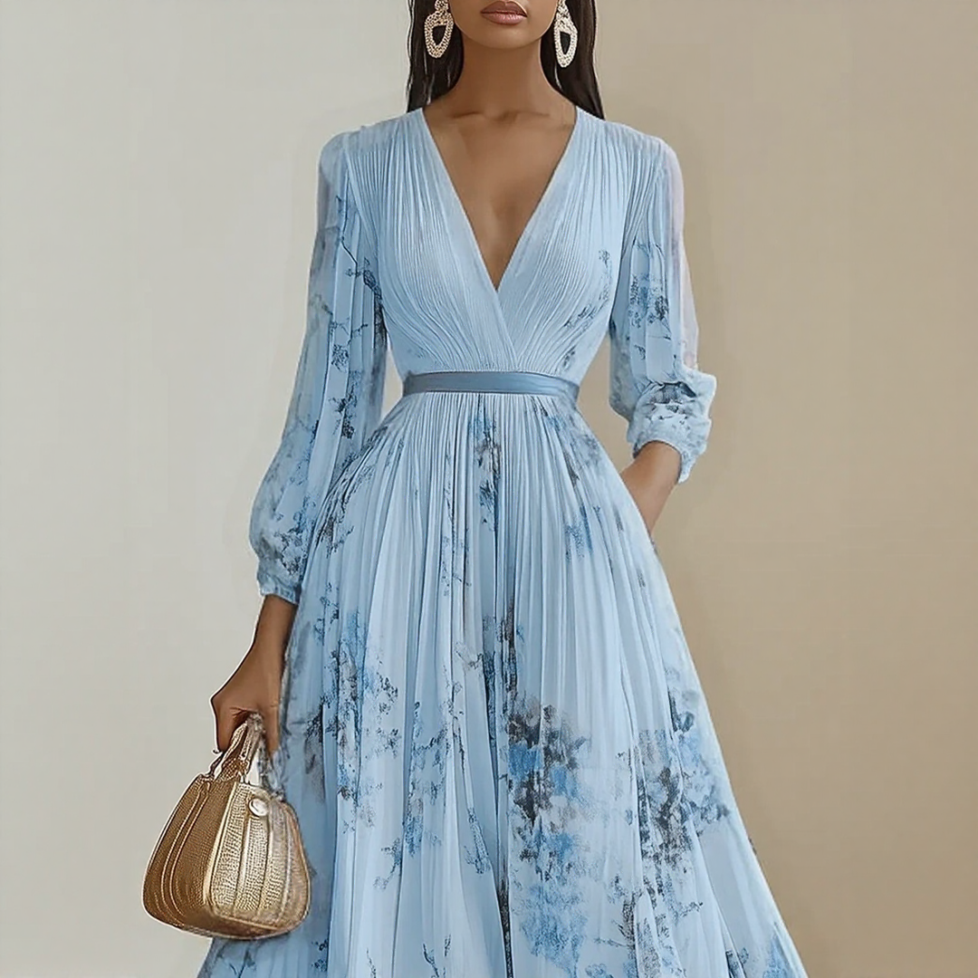 Découvrez la robe midi Elara femme, col V profond, sans manches, style chic et décontracté.