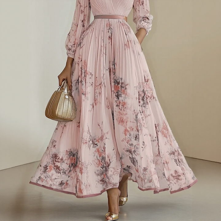 Robe Elara midi pour femme, col V flatteur, coupe fluide, sans manches, élégance estivale.