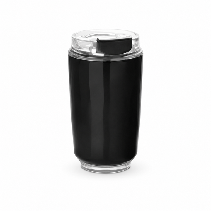 Tasse thermos compacte en acier inoxydable, 100% sans BPA, idéale pour boissons chaudes/froides en déplacement.